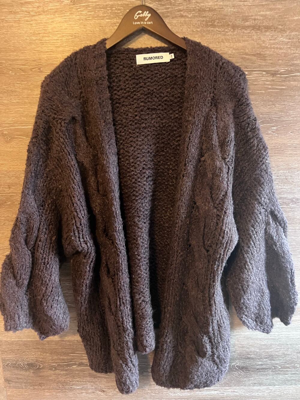 Rumored cardigan open sweater oversized size S / M fall puffy sleeves brown